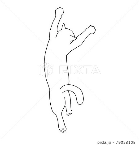 ダンスしているハッピーな猫の後ろ姿の 線画イラストのイラスト素材 ダンスしているハッピーな猫の後ろ姿の 線画イラストのイラスト素材