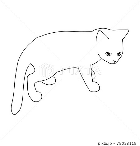 立っている子猫の線画イラストのイラスト素材