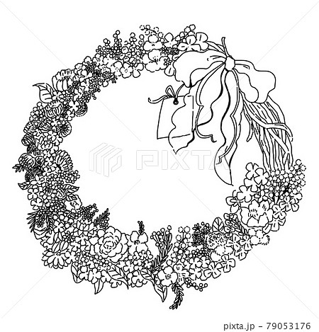 ドライフラワーのリースのイラスト素材