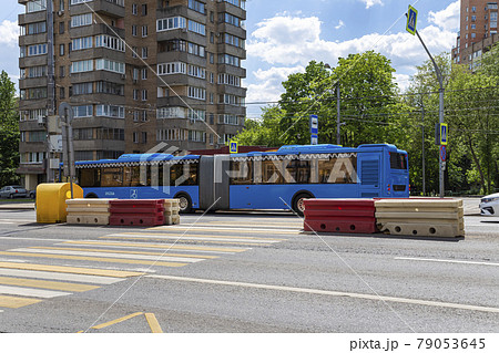 The passenger bus goes along the route. Moscow, Russia The passenger bus goes along the route. Moscow, Russia 79053645