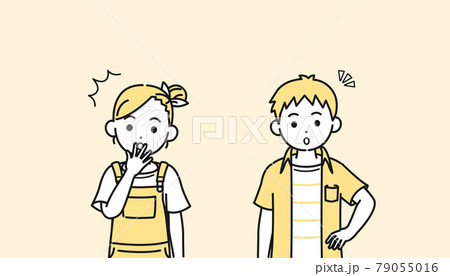 驚く男の子と女の子のイラスト びっくり 子供 小学生 低学年のイラスト素材