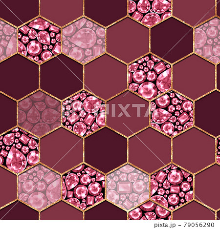 Seamless red gemstones pattern. Jewels luxury background. Seamless red gemstones pattern. Jewels luxury background. 79056290