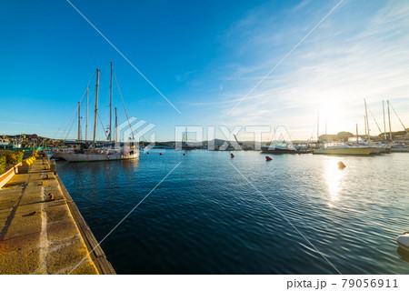 La Maddalena harbor at sunset 79056911