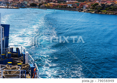 Ferry boat wake in Sardinia 79056949