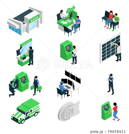 Bank Branch Isometric Set Bank Branch Isometric Set 79058421