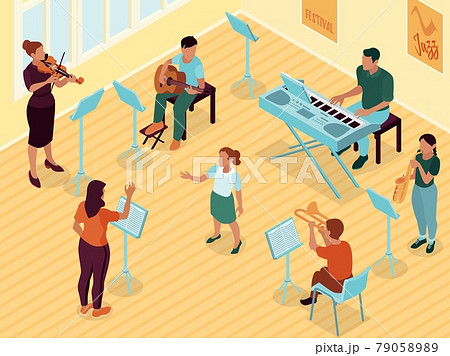 Musician Education Isometric Composition 79058989
