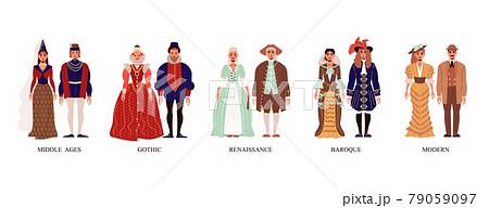 Fashion History Costume From Middle Ages To Modernのイラスト素材