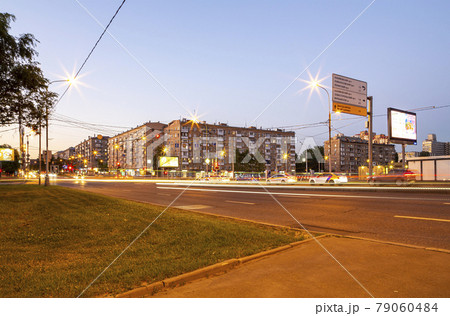 Traffic cars on one of the streets in Moscow (summer evening), Russia Traffic cars on one of the streets in Moscow (summer evening), Russia 79060484
