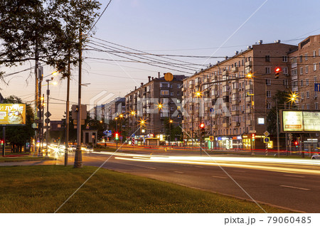 Traffic cars on one of the streets in Moscow (summer evening), Russia Traffic cars on one of the streets in Moscow (summer evening), Russia 79060485