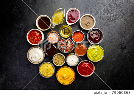 Set of different dip sauces 79060863