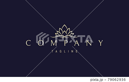 Vector golden logo on which an abstract image of a lotus flower with waves under it. Vector golden logo on which an abstract image of a lotus flower with waves under it. 79062936