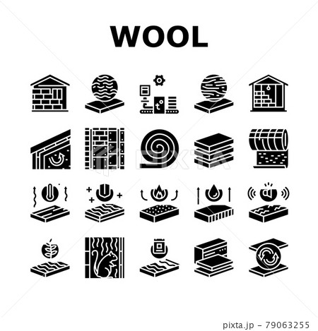 Mineral Wool Material Collection Icons Set Vector 79063255