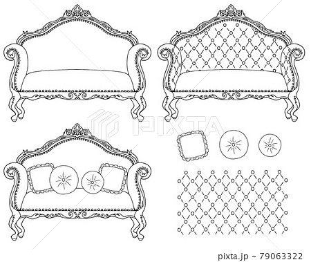 ソファー01 線画のイラスト素材