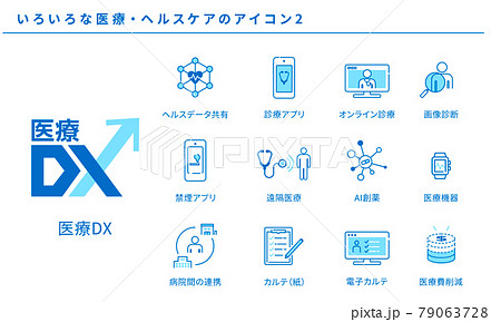 いろいろな医療・ヘルスケアのシンプルアイコンセット2、ベクター素材 79063728