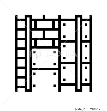installation mineral wool on aluminum frame line icon vector illustration 79064752