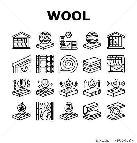 Mineral Wool Material Collection Icons Set Vector 79064937