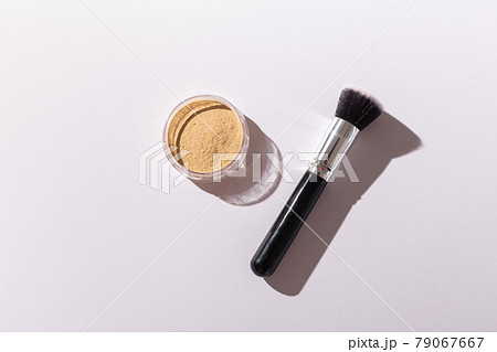 Mineral face powder and brush. Eco-friendly and organic beauty products Mineral face powder and brush. Eco-friendly and organic beauty products 79067667