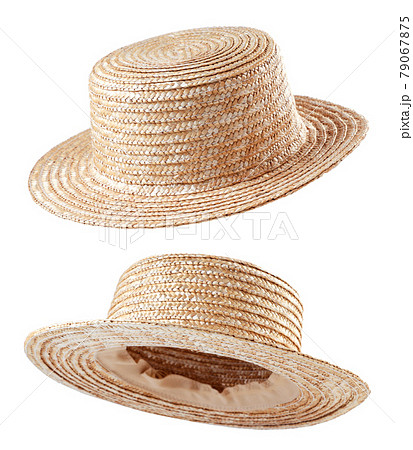 Straw hat set on a white background. Isolated 79067875
