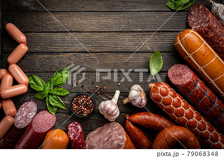 Set of different types of sausages Set of different types of sausages 79068348