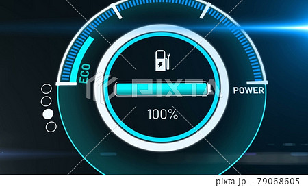 Electric car battery in active charging visionary dashboard Electric car battery in active charging visionary dashboard 79068605