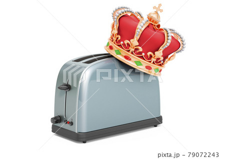 Toaster with golden crown, 3D rendering 79072243