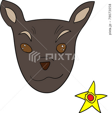 手描きの警察犬の顔とバッジのアイコンのイラスト素材