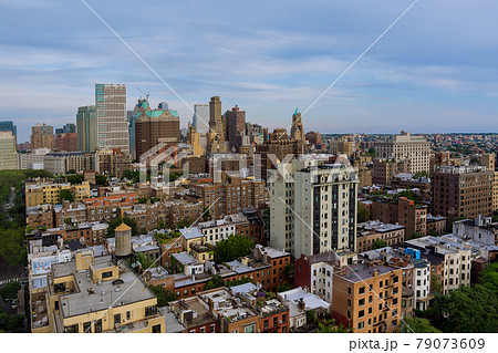 Aerial view from skyline with skyscrapers in Brooklyn downtown New York Aerial view from skyline with skyscrapers in Brooklyn downtown New York 79073609