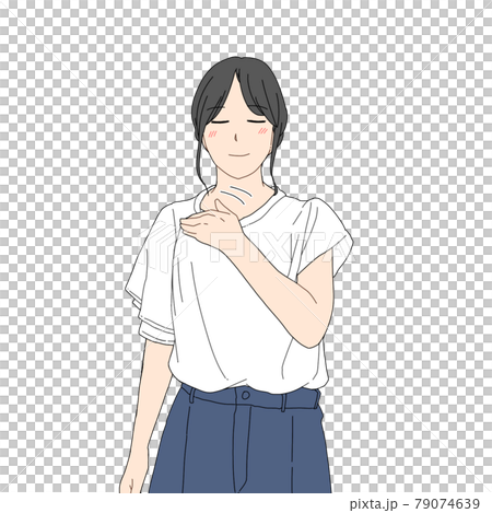 Woman doing lymphatic massage of the right clavicle 79074639