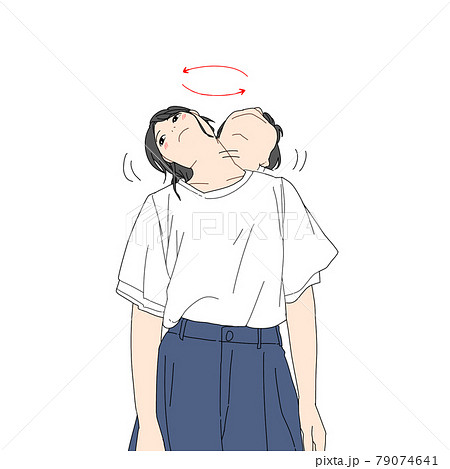 首を回してをストレッチする女性 79074641