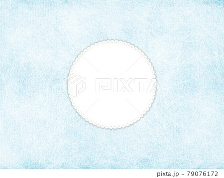 くすみブルーとパールの丸フレーム背景のイラスト素材