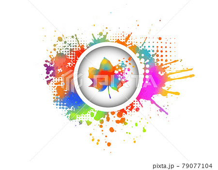 Colorful autumn leaf. Maple yellow leaf. Mixed media. Vector illustration 79077104