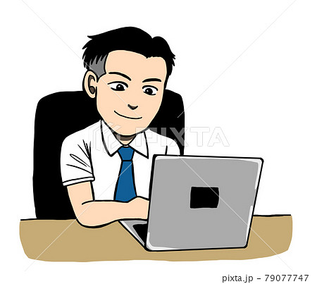 PCをチェックする男性 79077747