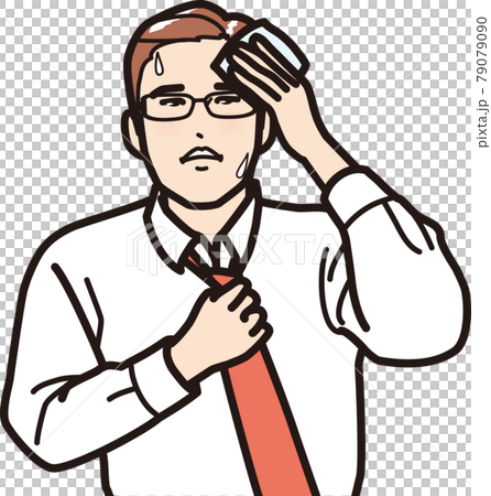 汗を拭く男性 79079090
