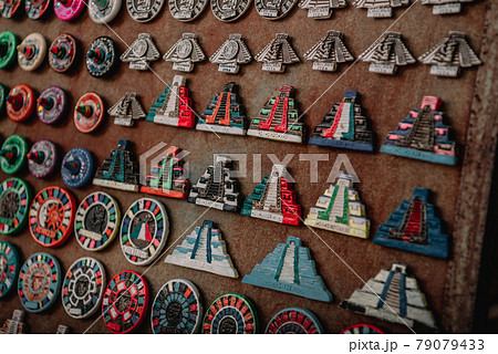 Ancient Mexican-themed souvenir shop at a tourist spot. 79079433