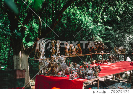 Ancient Mexican-themed souvenir shop at a tourist spot. 79079474