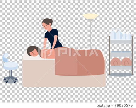 Vector illustration of a beautician performing a massage with a woman receiving a massage at an esthetic salon Vector illustration of a beautician performing a massage with a woman receiving a massage at an esthetic salon 79080579