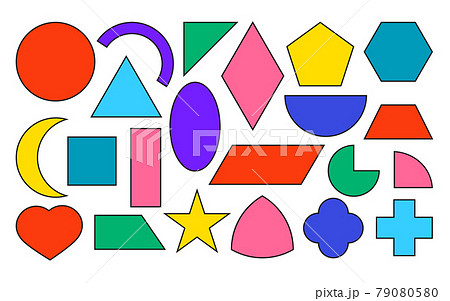 Colorful black line geometric form icon set vector 79080580