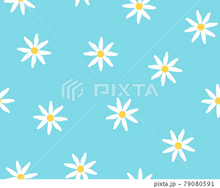 Limitless white chamomile blue background pattern 79080591