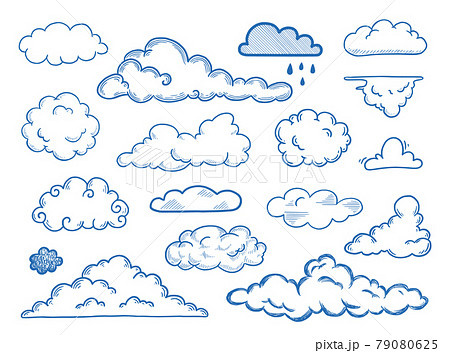 Hand drawn cloud set. Doodle sketch 79080625