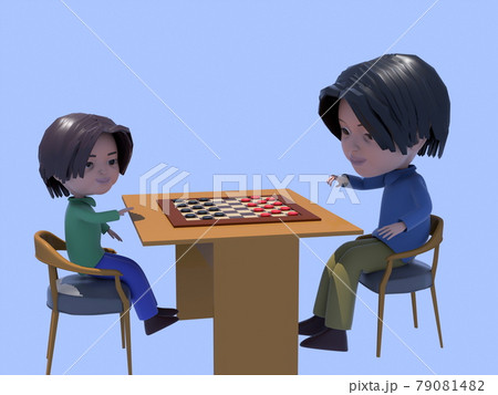 ゲームをする大人と子供のイラスト素材