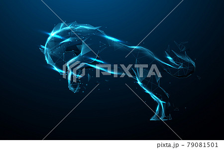 Horse run with Low polygon line, triangles, and particle style design. Illustration vector 79081501