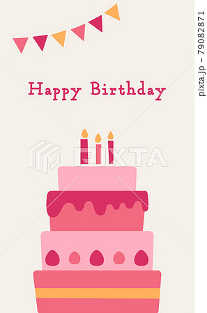 4 Tiered Strawberry Cake Birthday Card Stock Illustration