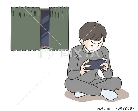 ゲームで夜更かしする男子のイメージイラスト - ゲーム依存・スマホ依存 79083097
