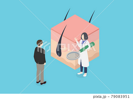 薄毛・抜け毛・ハゲ・育毛・増毛の相談をする男性のイラスト素材 薄毛・抜け毛・ハゲ・育毛・増毛の相談をする男性のイラスト素材 79083951