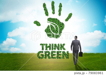 Think green ecological concept with businessman Think green ecological concept with businessman 79083961