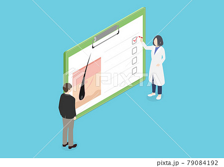 薄毛診断チェックをする男性のイラスト素材 79084192