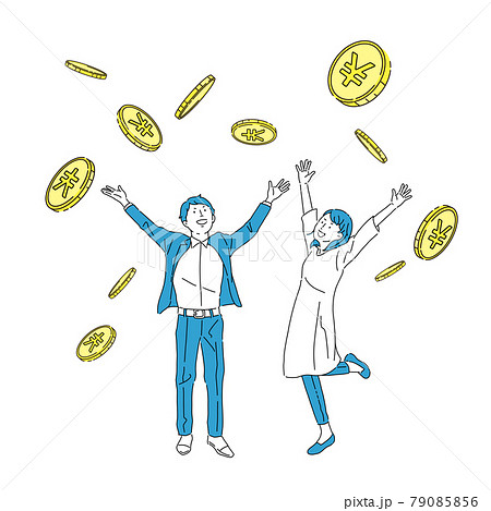 Men and women who make money, money falls,... - Stock Illustration  [79085856] - PIXTA