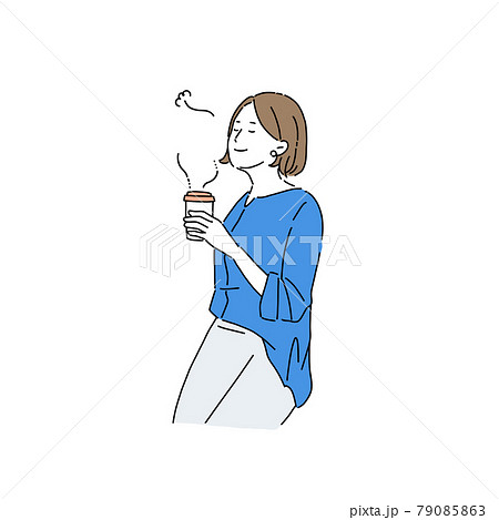 休憩する女性 Ol 一息つく コーヒーを飲む リラックスのイラスト素材