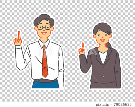 穿西裝的男人和女人指著姿勢 穿西裝的男人和女人指著姿勢 79086653