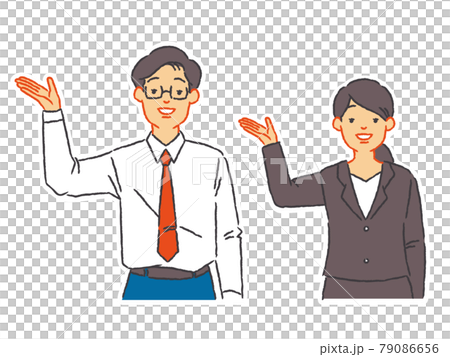 男女西裝單手引導 男女西裝單手引導 79086656